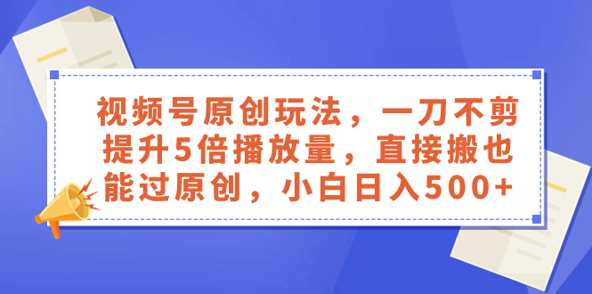 （8286期）视频号原创玩法，一刀不剪提升5倍播放量，直接搬也能过原创，小白日入500+-创客云联盟