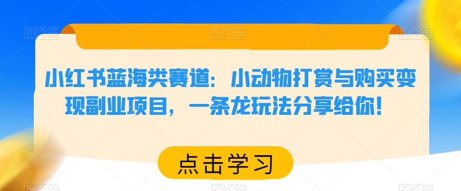 小红书蓝海类赛道：小动物打赏与购买变现副业项目，一条龙玩法分享给你！-创客云联盟