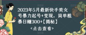 2023年5月最新快手美女号暴力起号+变现，简单粗暴日赚300+【揭秘】-创客云联盟