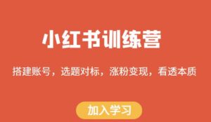 小红书训练营，搭建账号，选题对标，涨粉变现，看透本质-创客云联盟