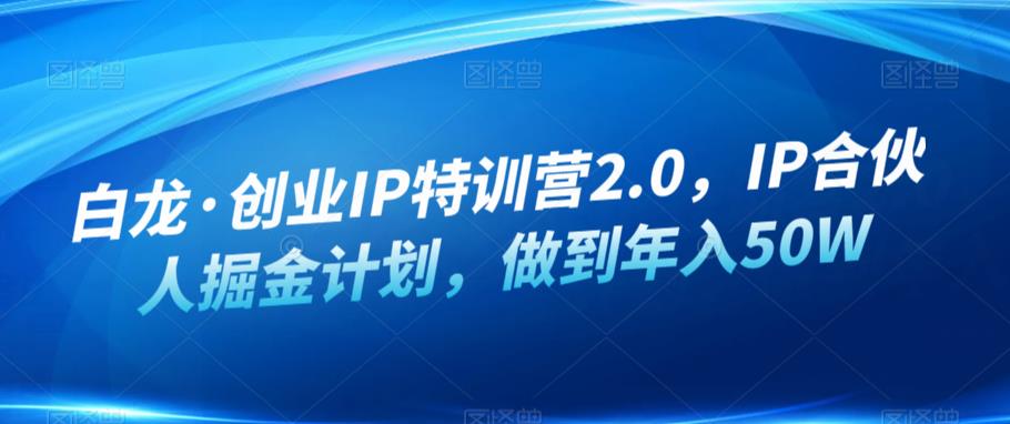 白龙·创业IP特训营2.0，IP合伙人掘金计划，做到年入50W-创客云联盟