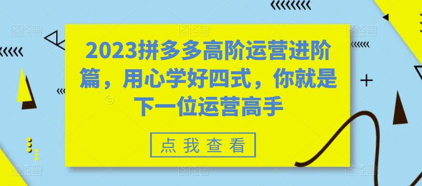 2023拼多多高阶运营进阶篇，用心学好四式，你就是下一位运营高手-创客云联盟