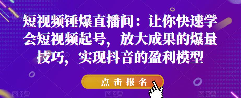 短视频锤爆直播间：让你快速学会短视频起号，放大成果的爆量技巧，实现抖音的盈利模型-创客云联盟