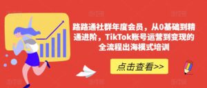 路路通社群年度会员，从0基础到精通进阶，TikTok账号运营到变现的全流程出海模式培训-创客云联盟