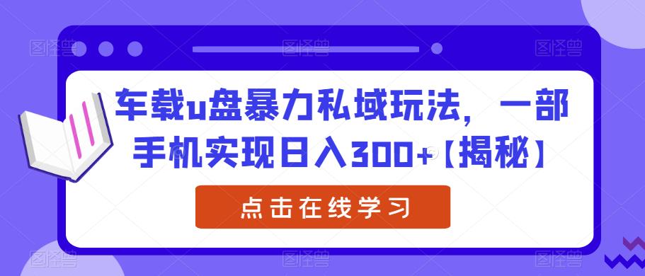 车载u盘暴力私域玩法，一部手机实现日入300+【揭秘】-创客云联盟