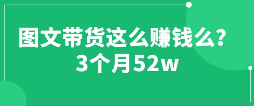 图文带货这么赚钱么? 3个月52W 图文带货运营加强课【揭秘】-创客云联盟