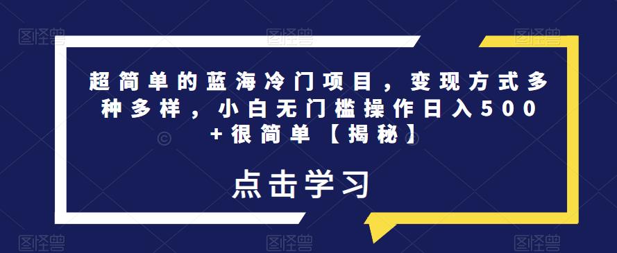 超简单的蓝海冷门项目，变现方式多种多样，小白无门槛操作日入500+很简单【揭秘】-创客云联盟