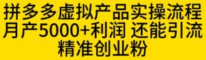 拼多多虚拟产品实操流程，月产5000+利润，还能引流精准创业粉【揭秘】-创客云联盟