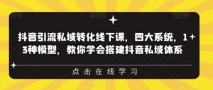 抖音引流私域转化线下课,四大系统,13种模型,教你学会搭建抖音私域体系-创客云联盟