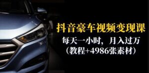 抖音豪车视频变现分享课：每天一小时，月入过万（教程+4986张素材）-创客云联盟