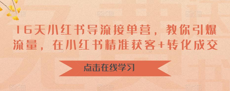 16天小红书导流接单营，教你引爆流量，在小红书精准获客+转化成交-创客云联盟