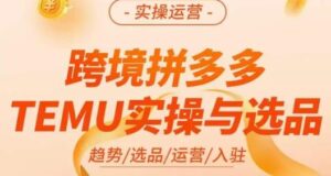 伍跃·跨境拼多多TEMU实操与选品，​趋势/选品/运营/入住（27节完整）-创客云联盟