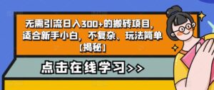 无需引流日入300+的搬砖项目，适合新手小白，不复杂、玩法简单【揭秘】-创客云联盟