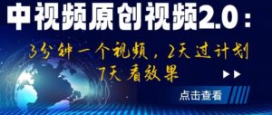 中视频原创视频2.0：3分钟一个视频，2天过计划，7天看效果【揭秘】-创客云联盟