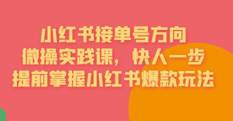 接单号方向·小红书微操实践课，快人一步，提前掌握小红书爆款玩法-创客云联盟