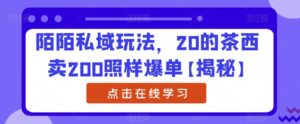 陌陌私域玩法，20的茶西卖200照样爆单【揭秘】-创客云联盟