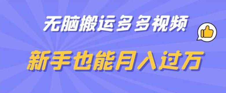 无脑搬运多多视频，新手也能月入过万【揭秘】-创客云联盟