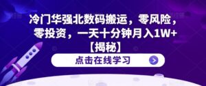 冷门华强北数码搬运,零风险,零投资,一天十分钟月入1W+【揭秘】-创客云联盟