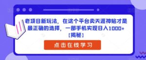 老项目新玩法,在这个平台卖天涯神贴才是最正确的选择,一部手机实现日入1000+【揭秘】-创客云联盟