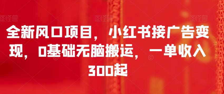 全新风口项目，小红书接广告变现，0基础无脑搬运，一单收入300起-创客云联盟