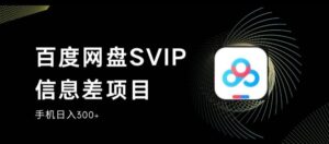 百度网盘SVIP信息差项目，0投入小白极速上手，手机稳定日入300+【揭秘】-创客云联盟