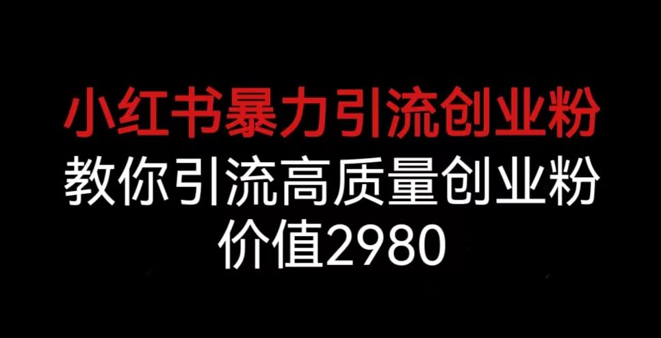 小红书暴力引流创业粉，教你引流高质量创业粉，价值2980【揭秘】-创客云联盟