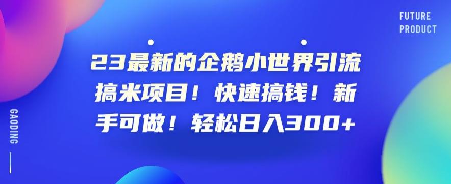 23最新的企鹅小世界引流搞米项目！快速搞钱！新手可做！轻松日入300+【揭秘】-创客云联盟