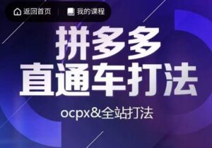 互力·拼多多直通车打法,ocpx&全站打法-创客云联盟