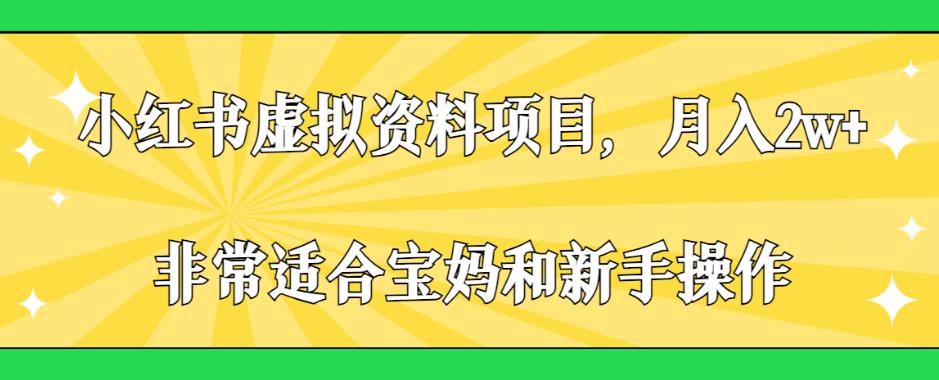 小红书虚拟资料项目，月入2w+，非常适合宝妈和新手操作【揭秘】-创客云联盟