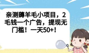 亲测薅羊毛小项目，2毛钱一个广告，提现无门槛！一天50+【揭秘】-创客云联盟