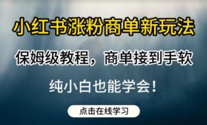 小红书涨粉商单新玩法,保姆级教程,商单接到手软,纯小白也能学会【揭秘】-创客云联盟