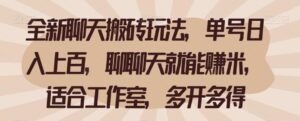 全新聊天搬砖玩法,单号日入上百,聊聊天就能赚米,适合工作室,多开多得【揭秘】-创客云联盟