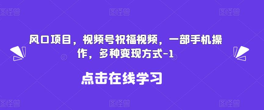 新风口项目，视频号祝福视频，一部手机操作，多种变现方式【揭秘】-创客云联盟