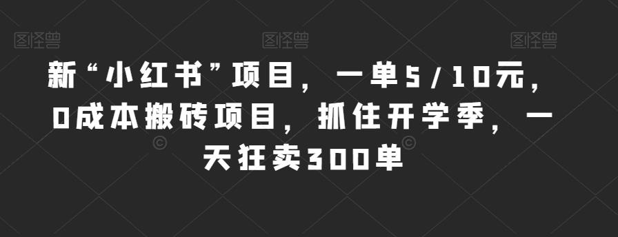 新“小红书”项目，一单5/10元，0成本搬砖项目，抓住开学季，一天狂卖300单【揭秘】-创客云联盟