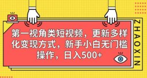 第一视角类短视频，更新多样化变现方式，新手小白无门槛操作，日入500+【揭秘】-创客云联盟