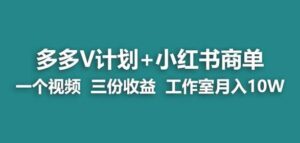 【蓝海项目】多多v计划+小红书商单一个视频三份收益工作室月入10w-创客云联盟