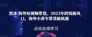 黑冰·海外短视频带货,2023年跨境新风口,海外小黄车带货新机遇-创客云联盟