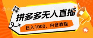 拼多多无人直播不封号玩法，0投入，3天必起，日入1000+-创客云联盟