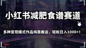小红书减肥食谱赛道，多种变现模式作品纯靠搬运，轻松日入1000+！【揭秘】-创客云联盟