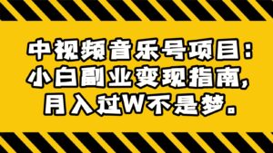 中视频音乐号项目：小白副业变现指南，月入过W不是梦。-创客云联盟