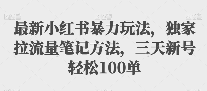 最新小红书暴力玩法，独家拉流量笔记方法，三天新号轻松100单【揭秘】-创客云联盟