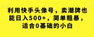 利用快手头像号,卖潮牌也能日入500+,简单粗暴,适合0基础的小白【揭秘】-创客云联盟