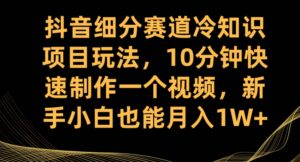 抖音细分赛道冷知识项目玩法，10分钟快速制作一个视频，新手小白也能月入1W+【揭秘】-创客云联盟