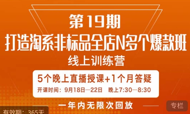 打造淘系非标全店N多个爆款线上课，​5天直播课-创客云联盟