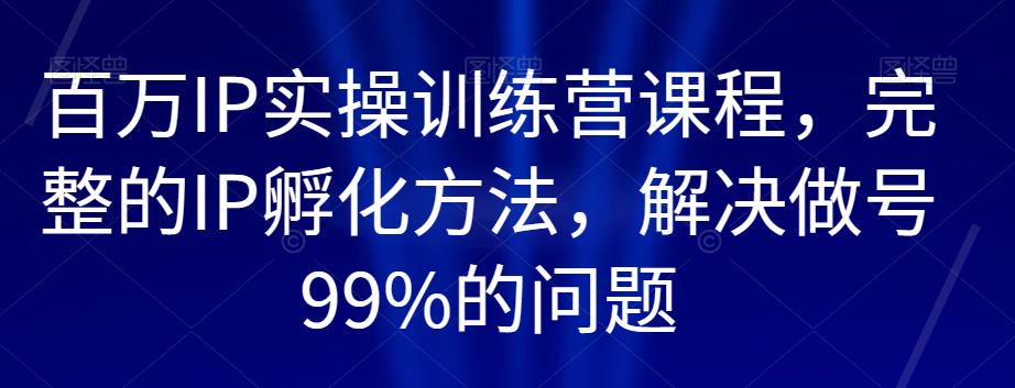 百万IP实操训练营课程，完整的IP孵化方法，解决做号99%的问题-创客云联盟