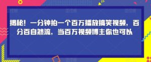 揭秘！一分钟拍一个百万播放搞笑视频，百分百自然流，当百万视频博主你也可以-创客云联盟