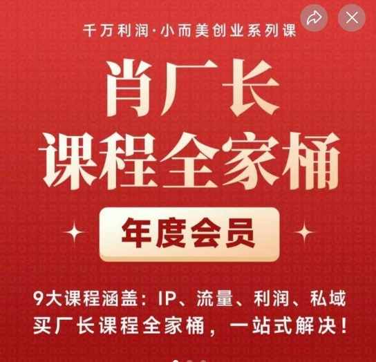 肖厂长课程全家桶，​9大课程涵盖:IP、流量、利润、私域、买厂长课程全家桶，一站式解决！-创客云联盟