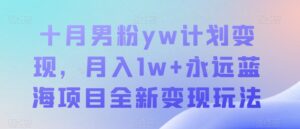 十月男粉yw计划变现,月入1w+永远蓝海项目全新变现玩法【揭秘】-创客云联盟