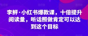 李鲆·小红书爆款课，十倍提升阅读量，听话照做肯定可以达到这个目标-创客云联盟