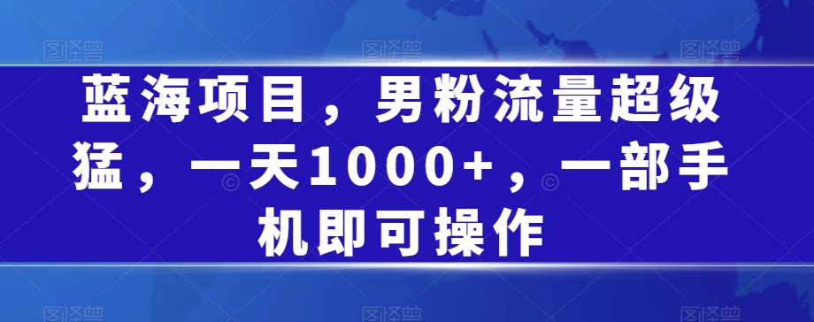 蓝海项目，男粉流量超级猛，一天1000+，一部手机即可操作【揭秘】-创客云联盟